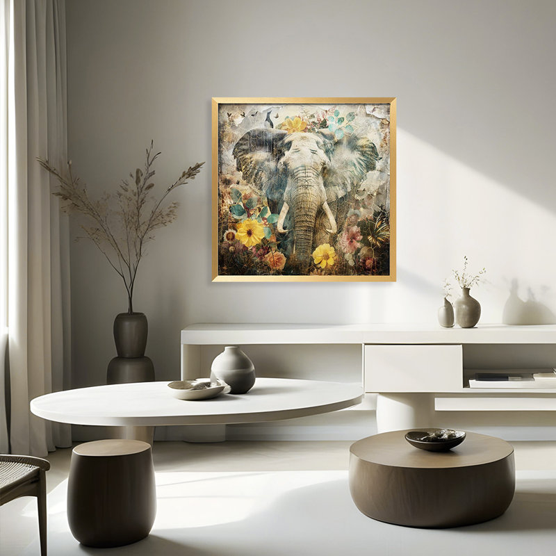 Nature Inspired "Floral  Art Illustration 12" Framed Print Wall Art, 16" H x 16" W