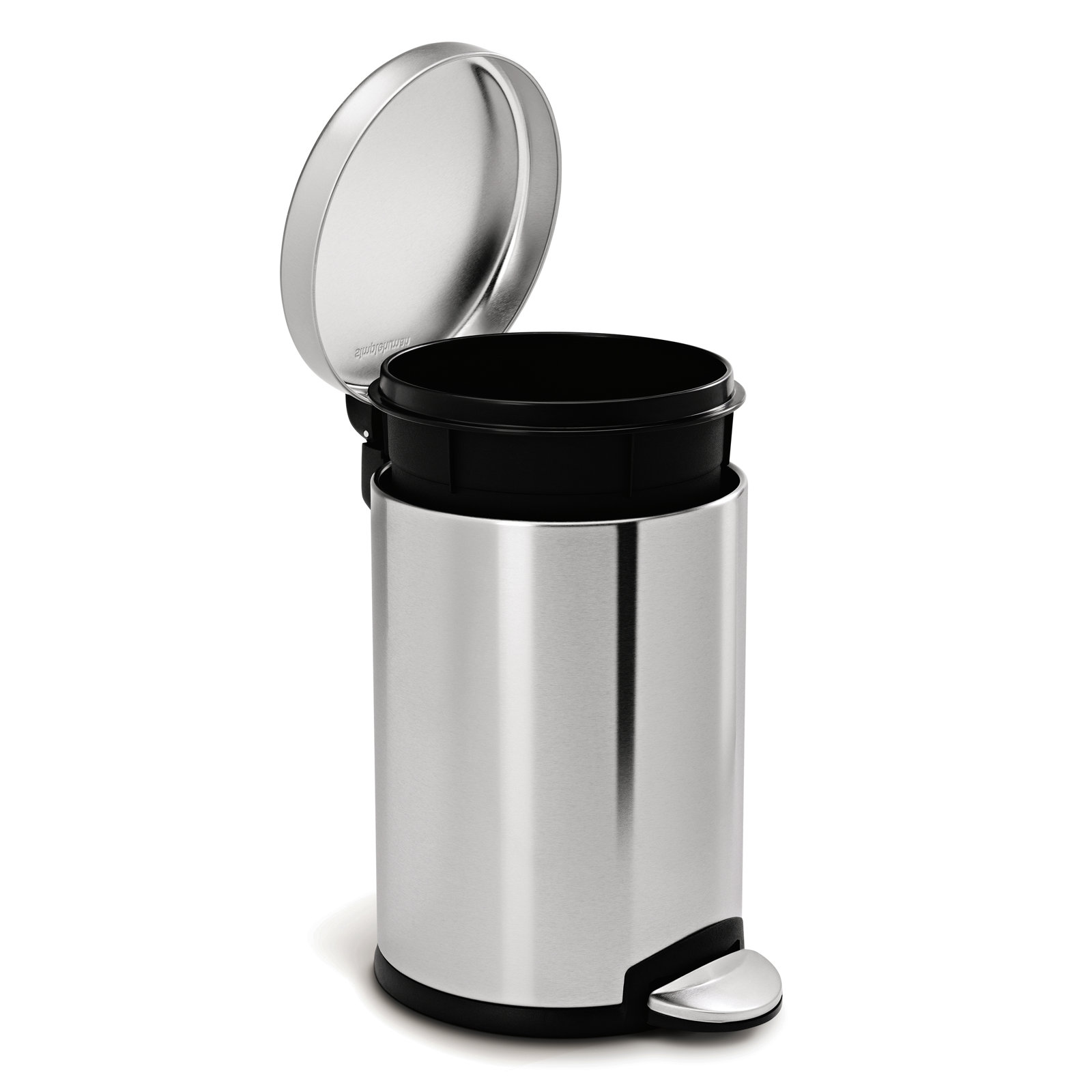 simplehuman 1.2gal Round Step-On Trash Can, Brushed Stainless Steel