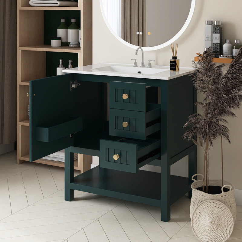 Ensemble de meuble-lavabo simple 30 po Malai, Vert