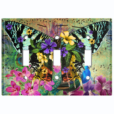 Patterned 3 - Gang Toggle Light Switch Standard Wall Plate