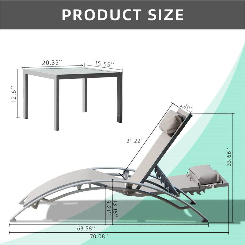 Chaise longue d'extérieur Markhi, Gris