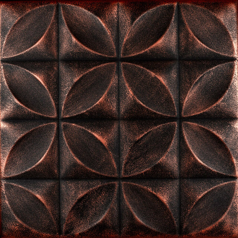 Carreau de plafond en polystyrène collé 1,6 pi x 1,6 pi Perception, Cuivre noir