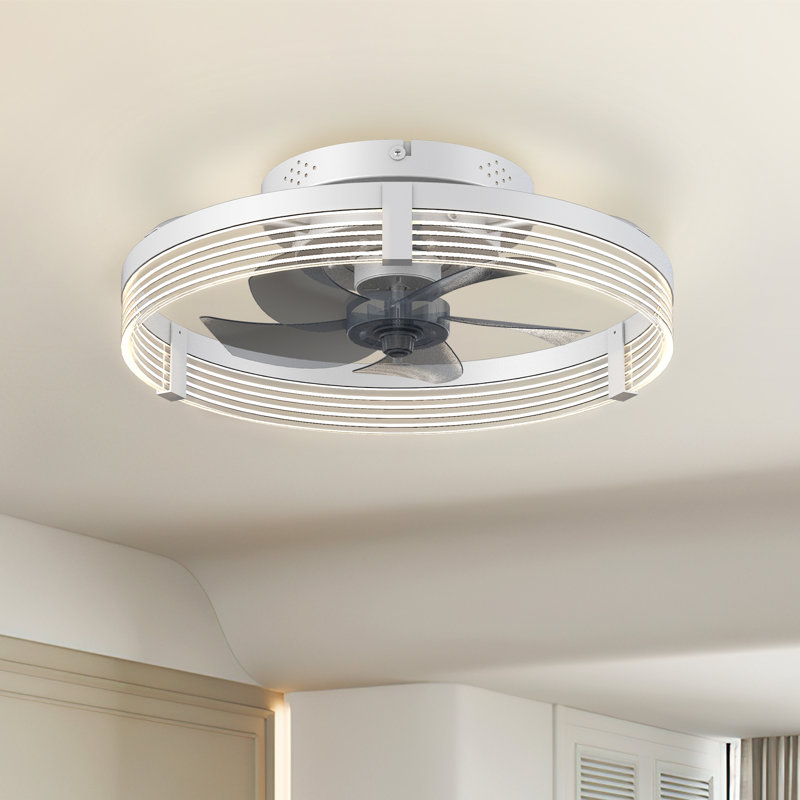 Ventilateur de plafond encastré à intensité variable avec lumières DEL Kordae, 15.7", Blanc