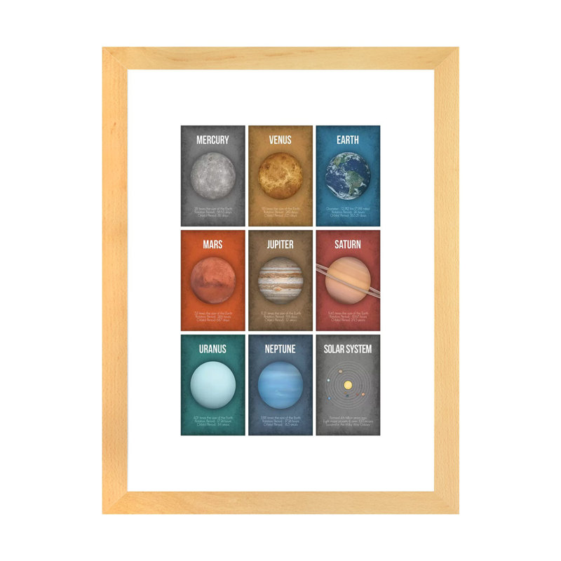 Art encadré de la série Planète IV, H 32 po x l 24 po x P 1 po, Papier encadré naturel