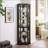 Lighted Corner Curio Cabinet - Elegant Glass Display Case For Living Room & Bar, Perfect For Antique Collections & Wine Storage-164454934-164454938
