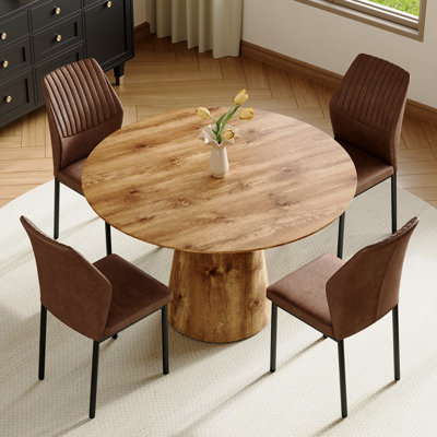 Ensemble table et chaises rondes de 114 cm (45 po) avec 4 chaises rembourrées, style moderne pour cuisine et salle à manger
