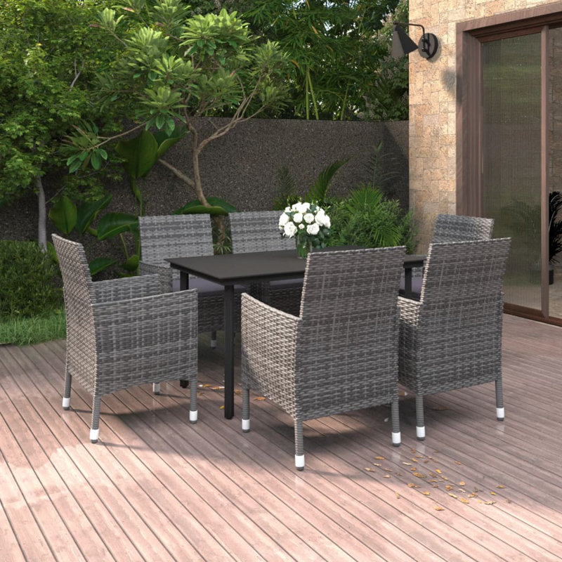 Rectangular 6 - Person 55.1" Long Dining Set, Gray