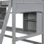 Lit mezzanine simple avec tablettes de rangement, bureau et échelle, gris