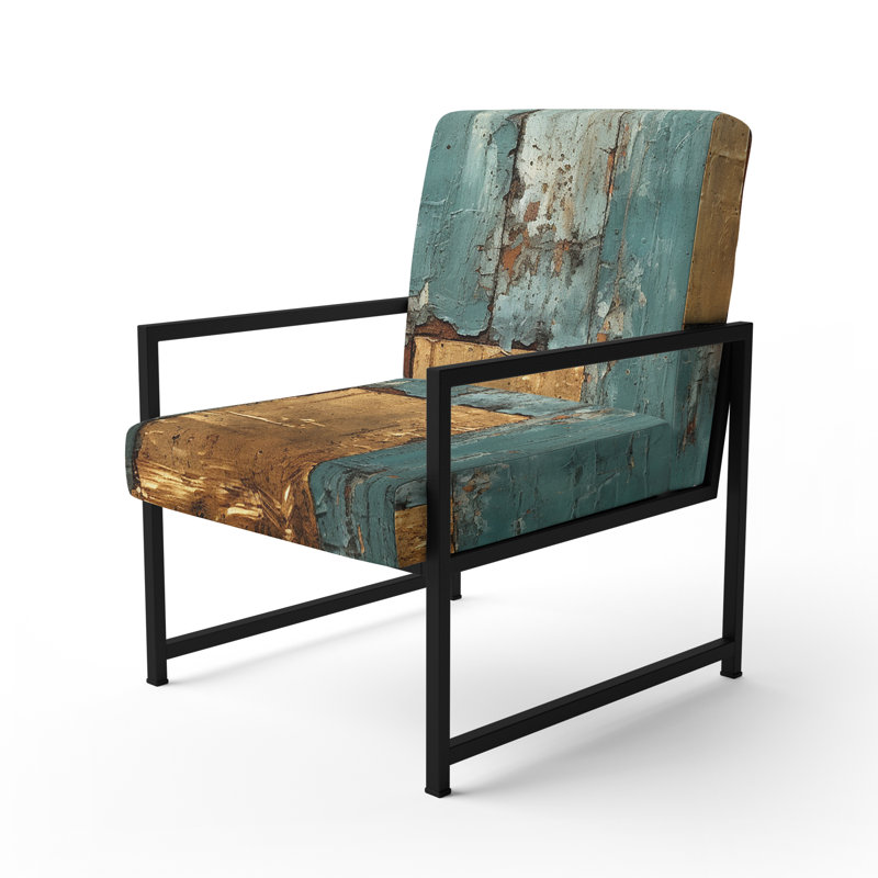 Fauteuil Kintsugi Retro Glam Vintage Gold On Turquoise I, Noir