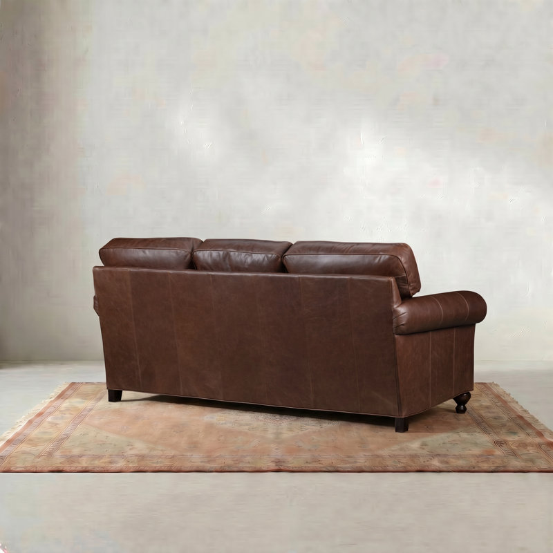 Hampton 84" Genuine Leather Sofa, Bistro Rustic Genuine Leather