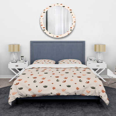 Geometric Retro Floral Shapes I - Modern Duvet Cover Set - Microfiber Polyester