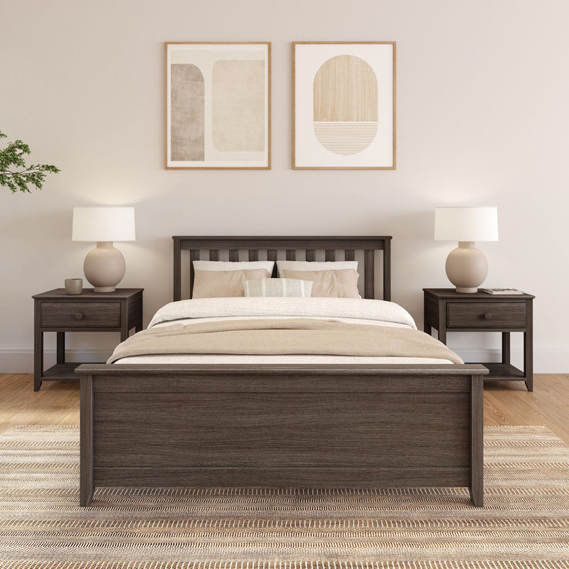 Lit en bois massif Rosenthal, Argile, Double
