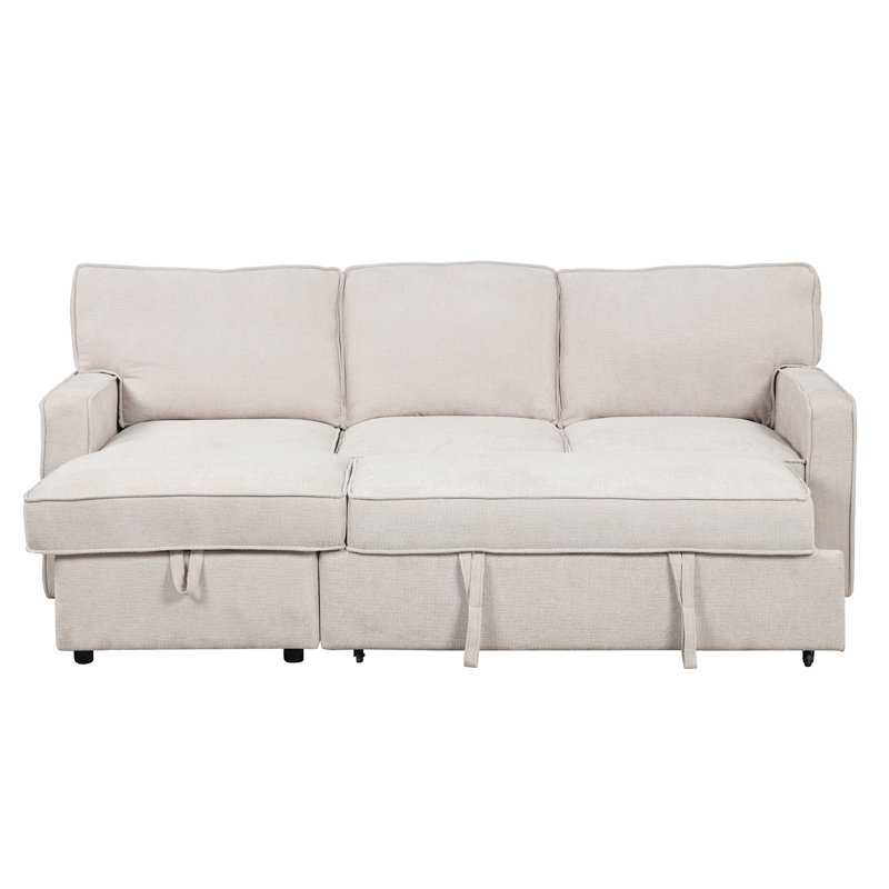Canapé-lit modulaire avec espace de rangement Upholstery, Polyester beige