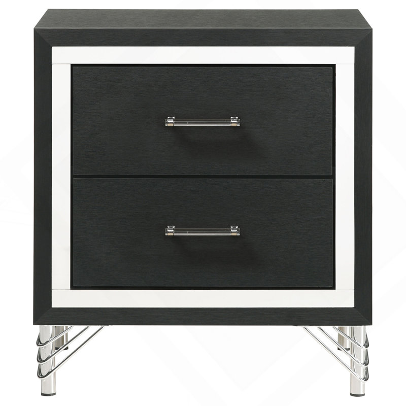 Malcolm Black 2-Drawer Nightstand Bedside Table