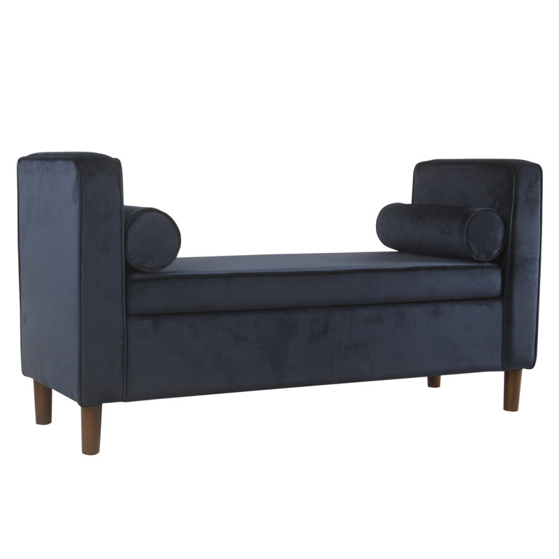 Banc de rangement rembourré Wittrock, Velours foncé