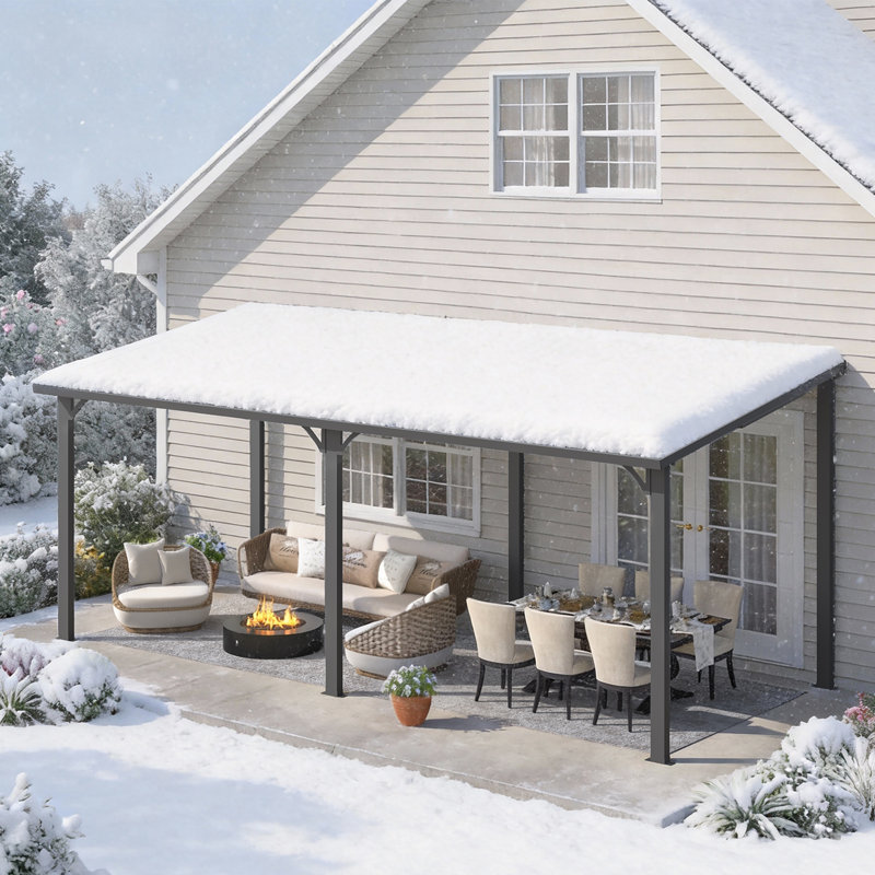 Pavillon de jardin à toit rigide avec toit incliné en acier galvanisé, H 98,4 po x l 235 po x P 95 po