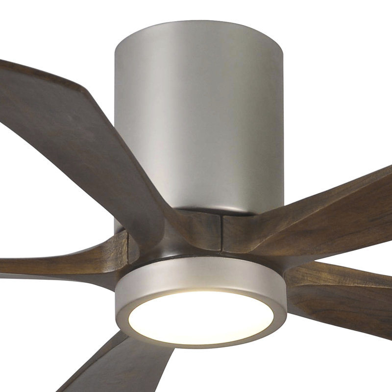 Irene Flushmount Light Kit 5 Blade LED Ceiling Fan, Brushed Nickel, 42", Walnut Tone