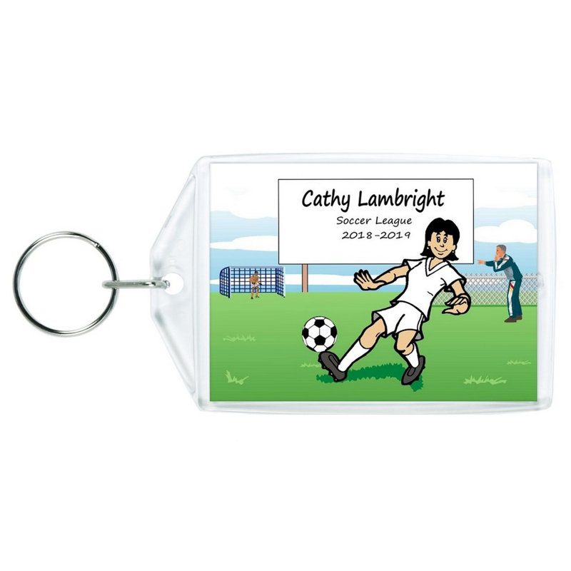 Personalized Soccer Player,  Adult - Female Acrylic Key Chain, Yes