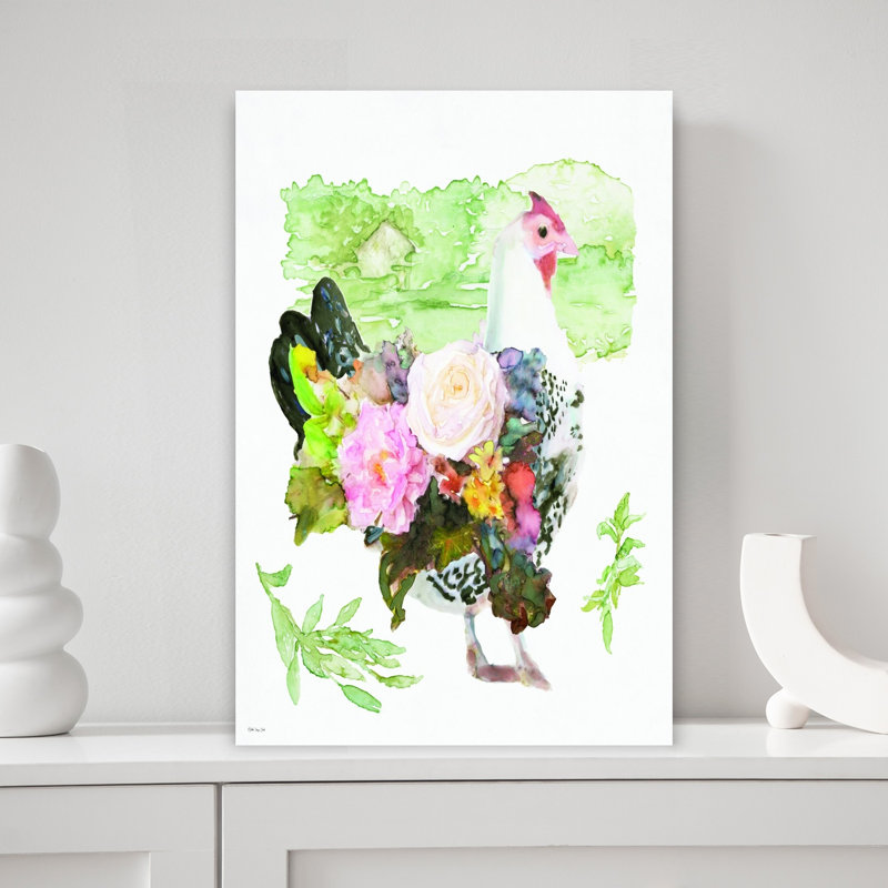 «Garden Hen 1», art mural contemporain abstrait, H 18 po x l 12 po