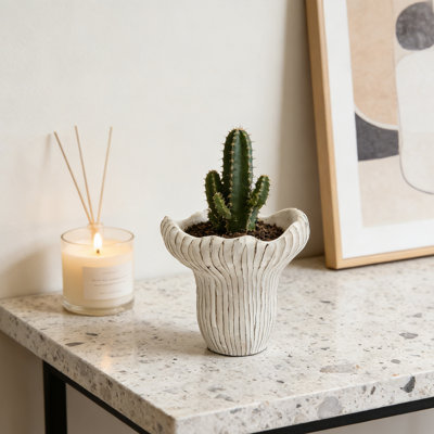 Contenant à plantation de ciment texturé sable et corail - pot à fleurs unique de 9,3 pouces, idéal pour la décoration de jardin