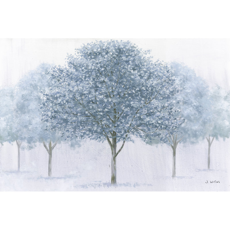 Arbre, bleu, paisible, doux, sur fond blanc, gris, H 24 po x l 48 po x P 1,5 po