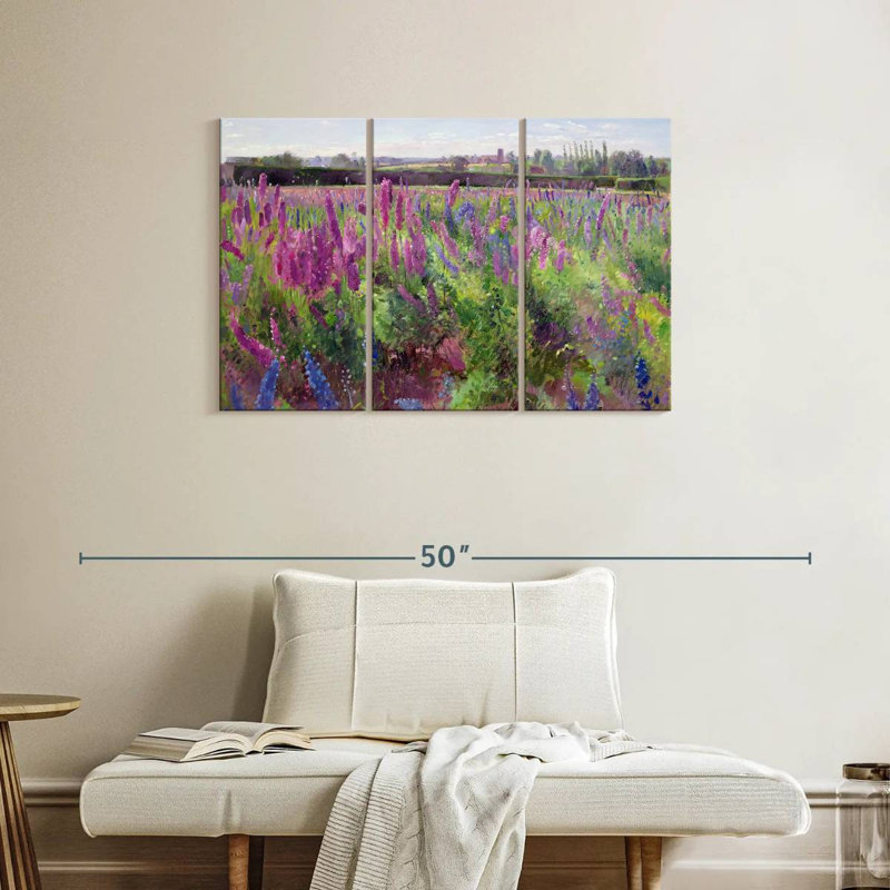 Alvord The Delphinium Field, H 24 po x l 38 po