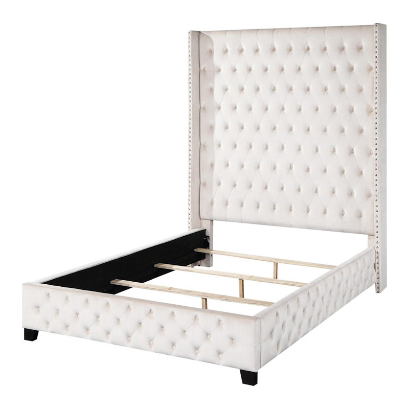 Aliakbar Upholstered Wingback Bed, King