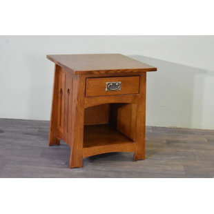 Shabbona Solid Wood End Table with Storage