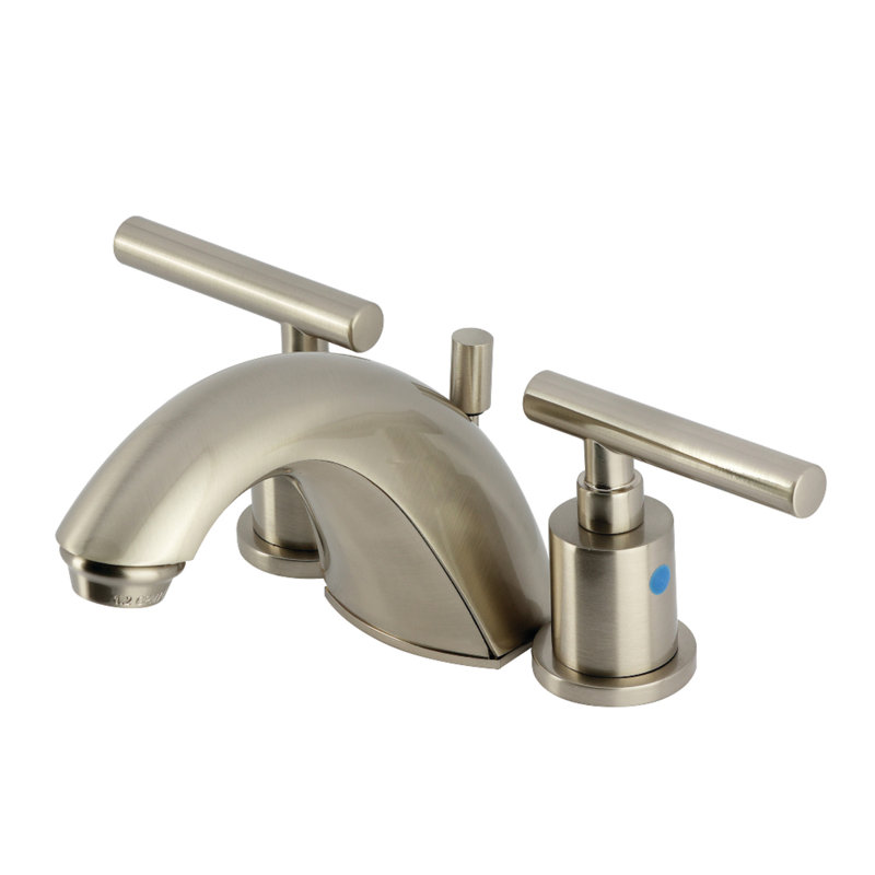 Kingston Brass Manhattan Two-Handle 3-Hole Deck Mount Widespread Bathroom Faucet with Retail Pop-Up Drain, Brushed Nickel
