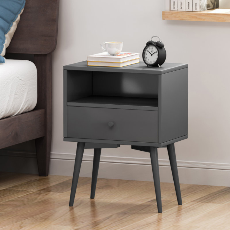 Table de bout avec rangement Mcginn, Gris foncé