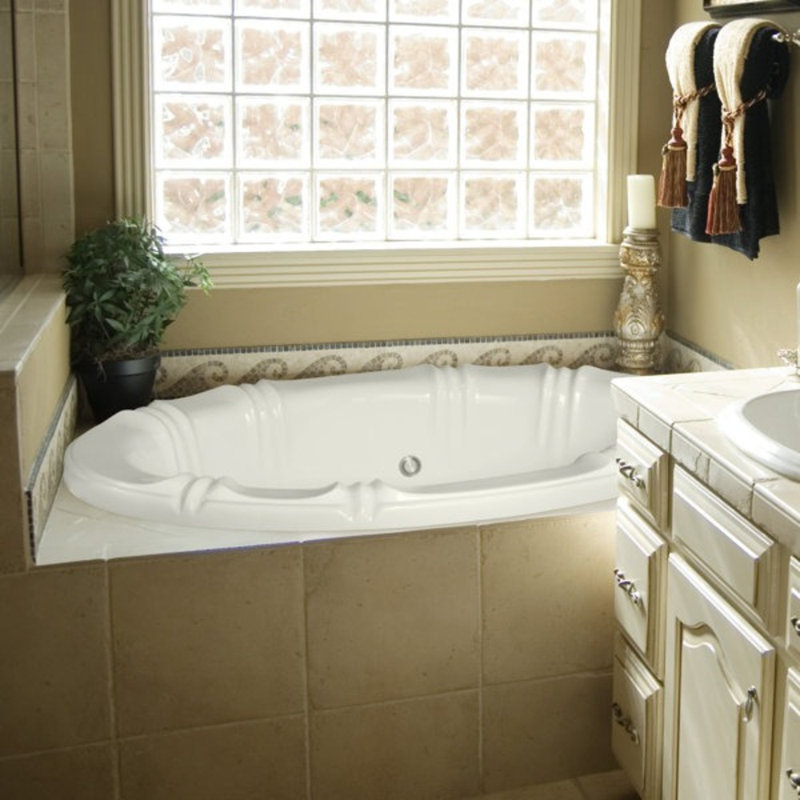 Alyssa 66'' x 42'' Air Acrylic Bathtub, Bone, Polished Brass