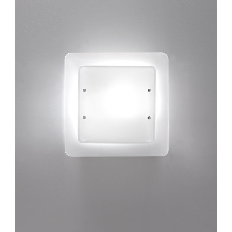 Pop-Up Glass Flush Mounted Sconce, 8 cm H x 32 cm W x 32 cm D, White