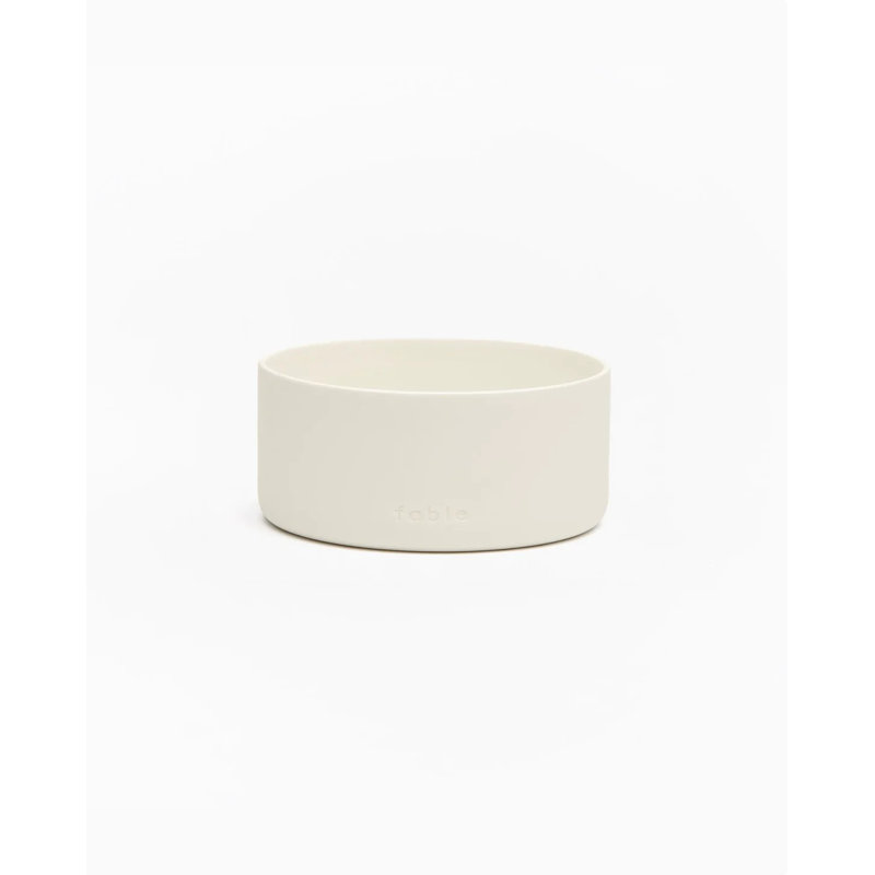 Modern Off-White Ceramic Weighted Dog Bowl