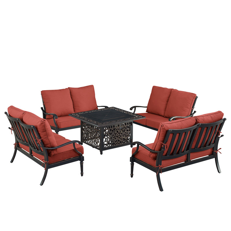 Paigton Outdoor 5 - Piece Conversation Set, Red