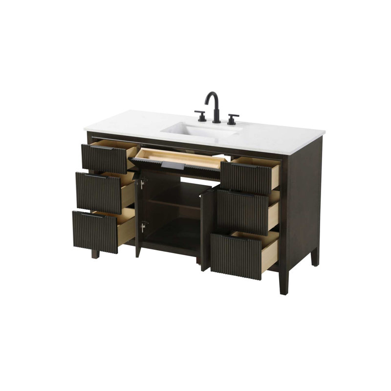 Meuble-lavabo simple 54 po en chêne chocolat, 54", Chêne chocolat
