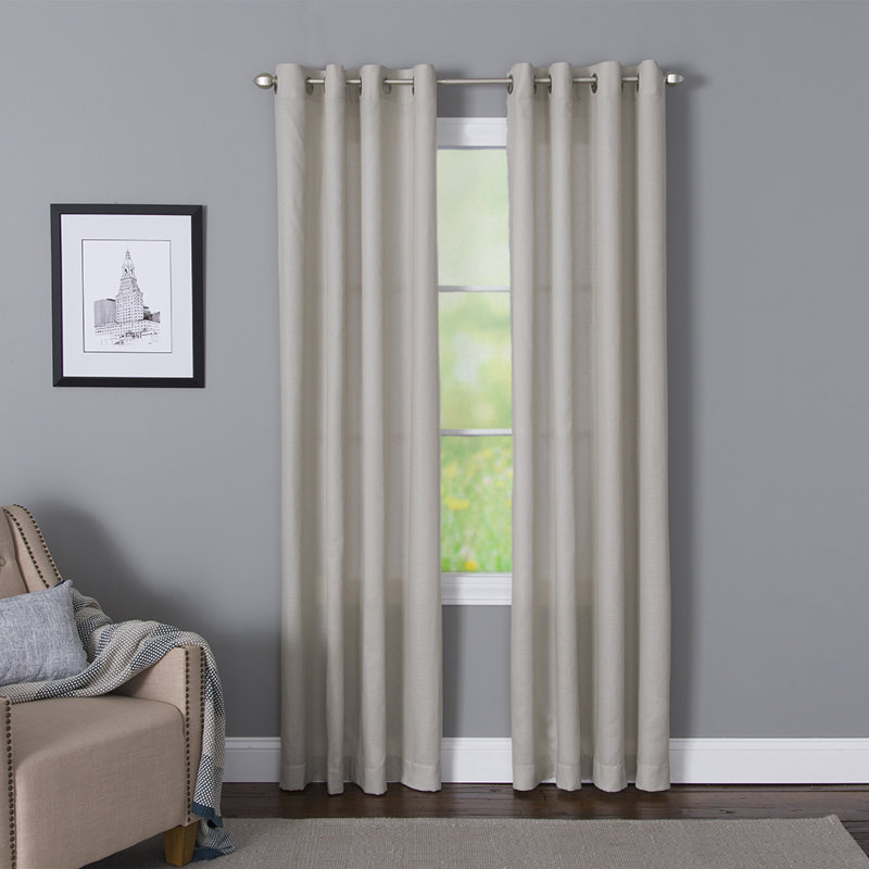 Wein Polyester / Cotton Light-Filtering Solid Color Curtain Panel with Grommet Top, 50" x 95", Taupe