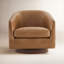 Fauteuil demi-tonneau pivotant en cuir véritable Bennett (ensemble de 2)-107095655