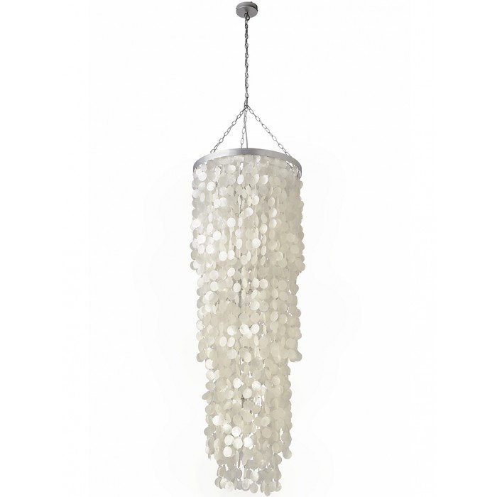 3 - Light Dimmable Tiered Chandelier, Ivory/Silver