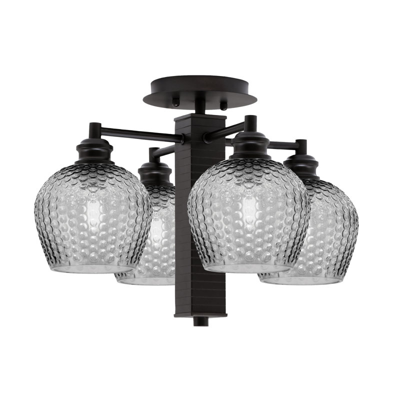 Edge 4 Light Semi-Flush Shown With 6" Textured Glass, Espresso, Smoke