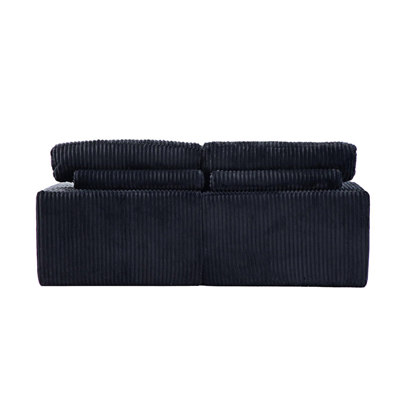 Fauteuil de salon rembourré, canapé-lit, Black Corduroy