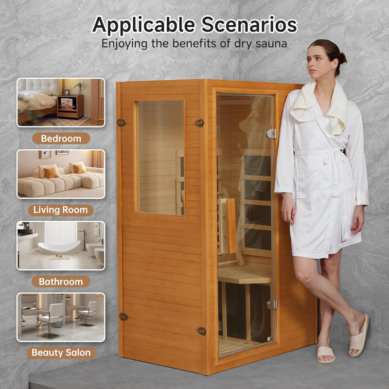 Sauna Infrared Home, sauna intérieur en bois de pruche du Canada avec panneau de contrôle ACL, haut-parleurs Bluetooth