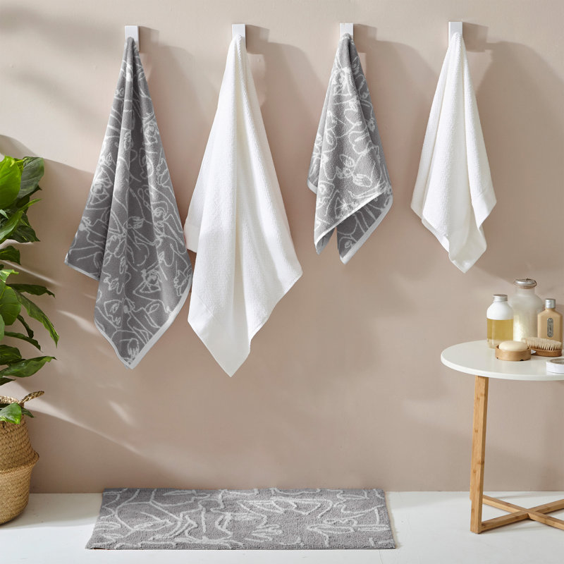 100% Cotton Midweight Jacquard Hand Towel, Grey
