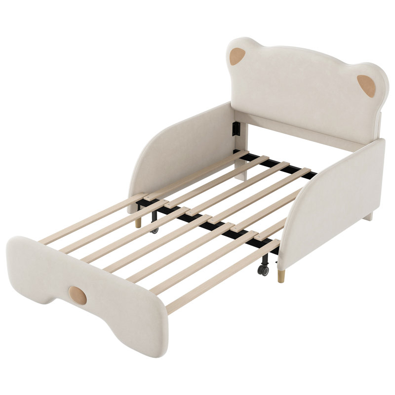Structure de canapé-lit simple tapissier extensible de taille TG avec tête de lit en forme d'ours