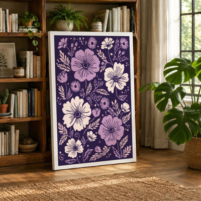 Vintage Floral Pattern Botanical - Wrapped Canvas