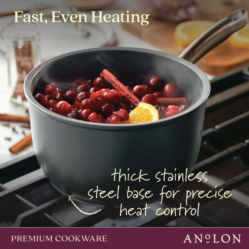 Anolon Accolade Forged Hard Anodized Nonstick Induction Sauce Pan with Lid, 2.5 Quart