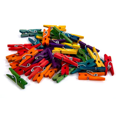 45-pc Coloured Craft Clothes Pins, Pack of 12, 5 inches, Wood