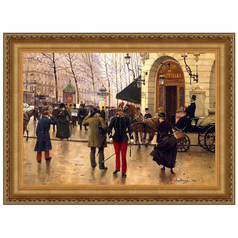 «Boulevard des Capucines and vaudeville theatre in Paris 1889», reproduction de peinture à l'huile sur toile encadrée