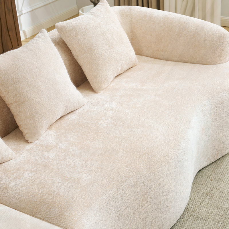 Canapé modulaire en L avec méridienne incurvée, Beige