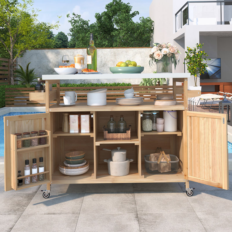 Outdoor Kitchen Island, Natural, Natural