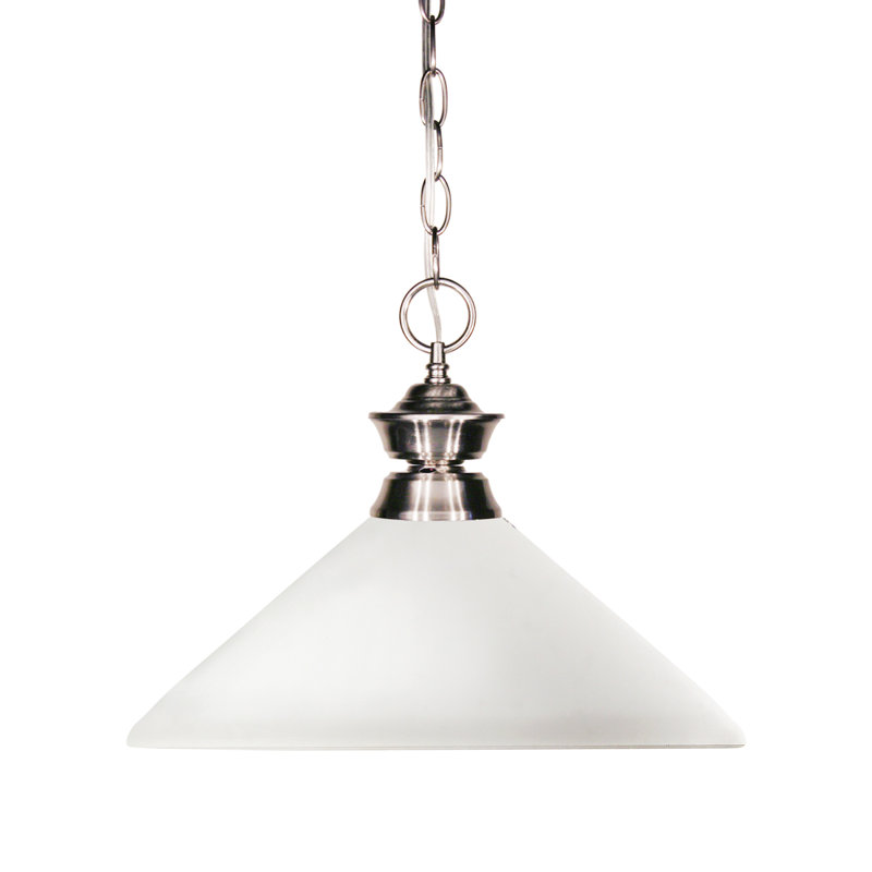 Luminaire suspendu conique à 1 lumière Chevelle, Opale mat, Nickel brossé